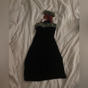 Black Velvet Dress with Beaded Detail